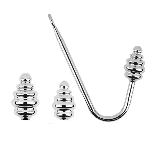 Anal Hooks Anal 8826 GreatBenefit Ribbed Set Hook Screw-in 1015